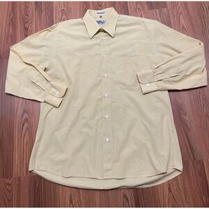 Mondo Uomo Dress Shirt Mens 16.5 34 Yellow Cotton Made In Italy